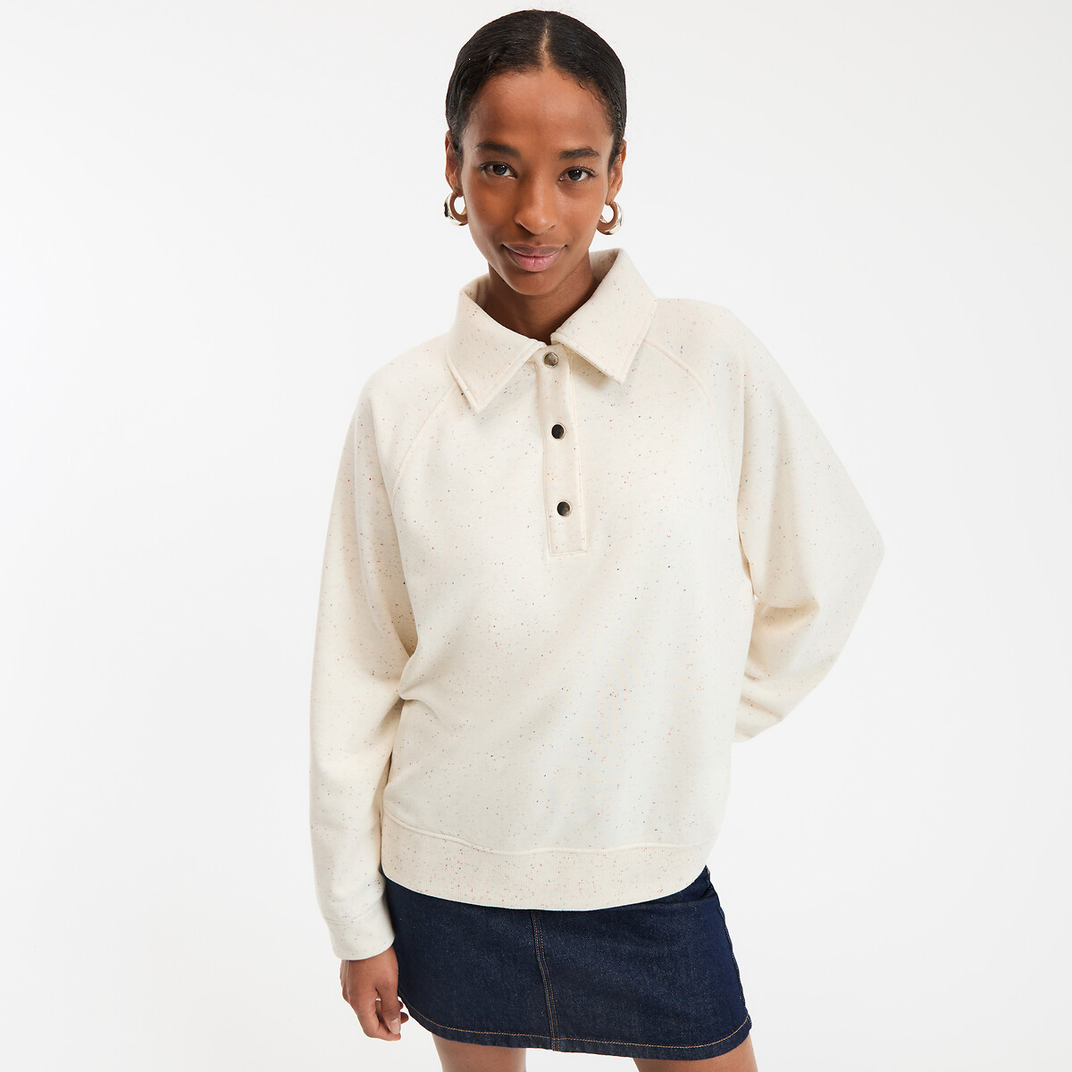 COLEÇÕES LA REDOUTE<br>Moletom liso, gola polo