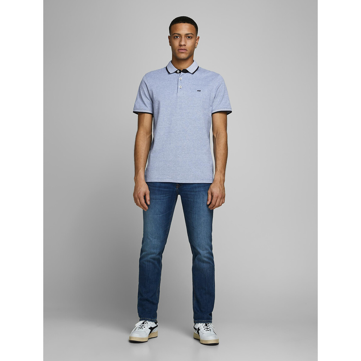 JACK & JONES<br>Camisa polo de manga curta em malha piqué