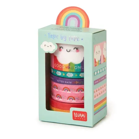 Legami 5 Papier-Klebebänder im Set - Tape by Tape Rainbow Regenbogen