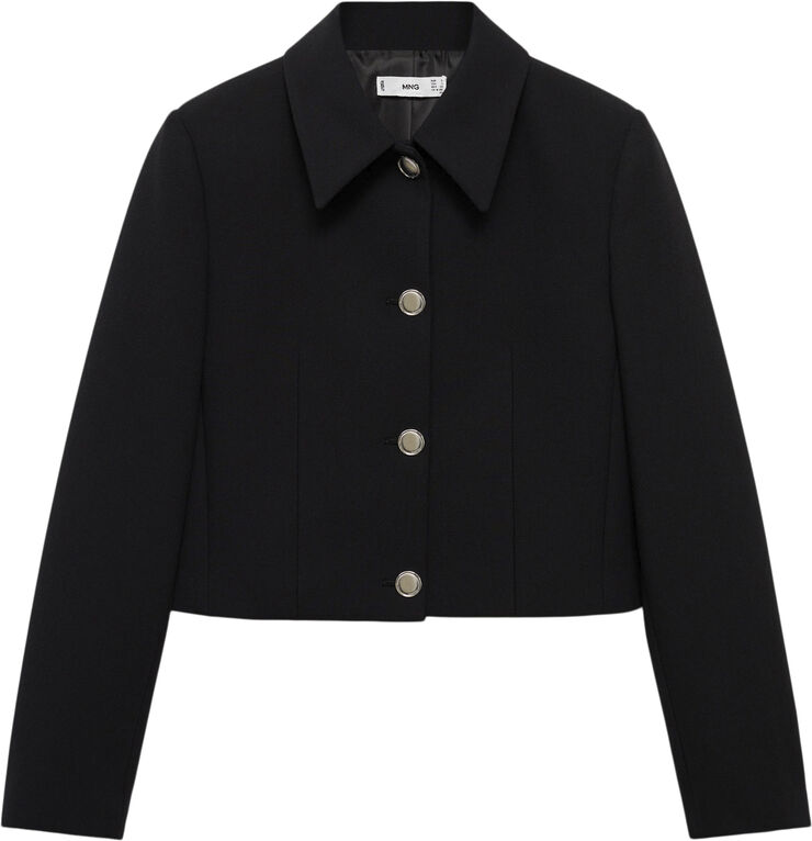 MANGO Buttoned cropped jacket Black