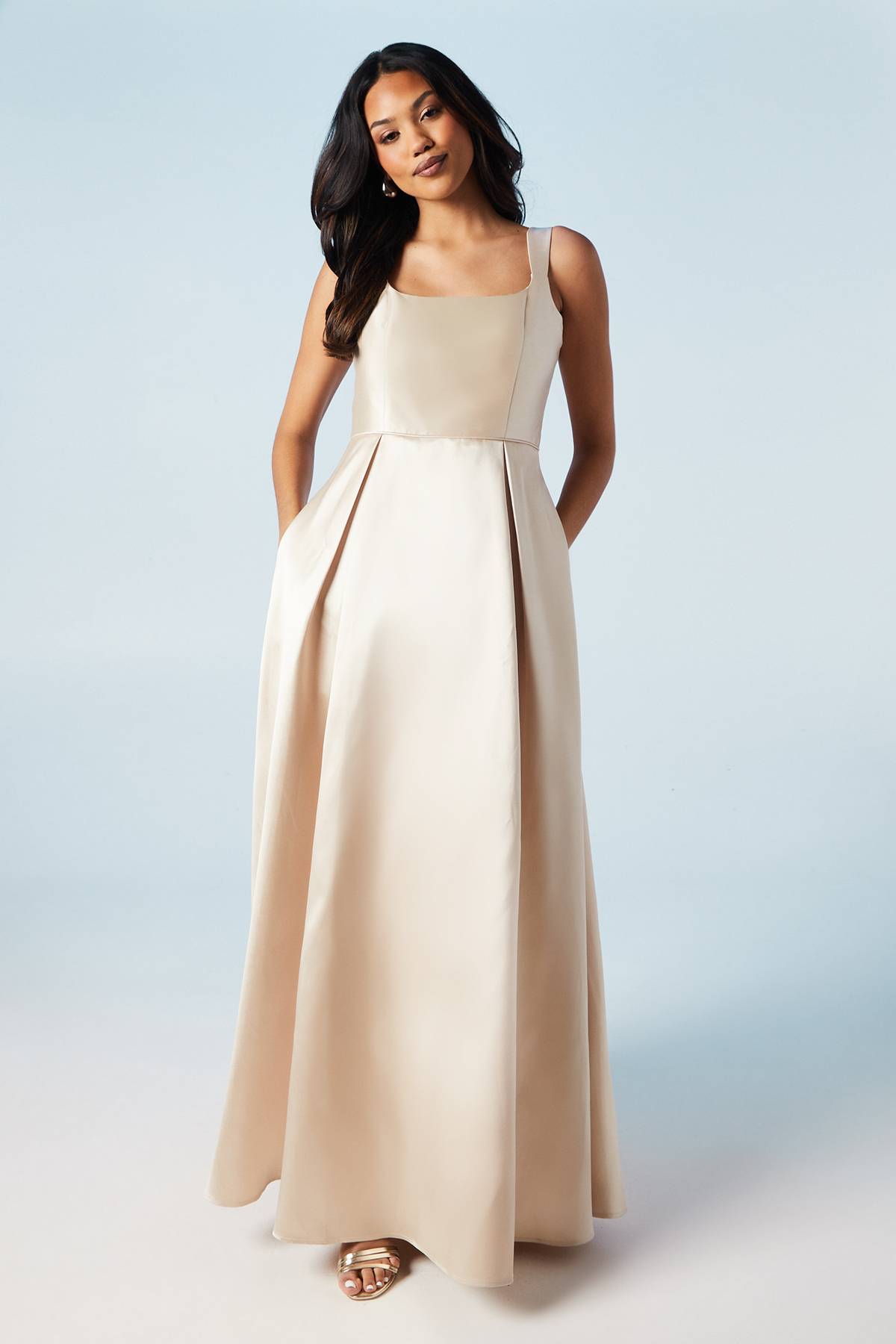 Coast Robe de Demoiselle d'Honneur en Sergé à Col Rond et Jupe Ample