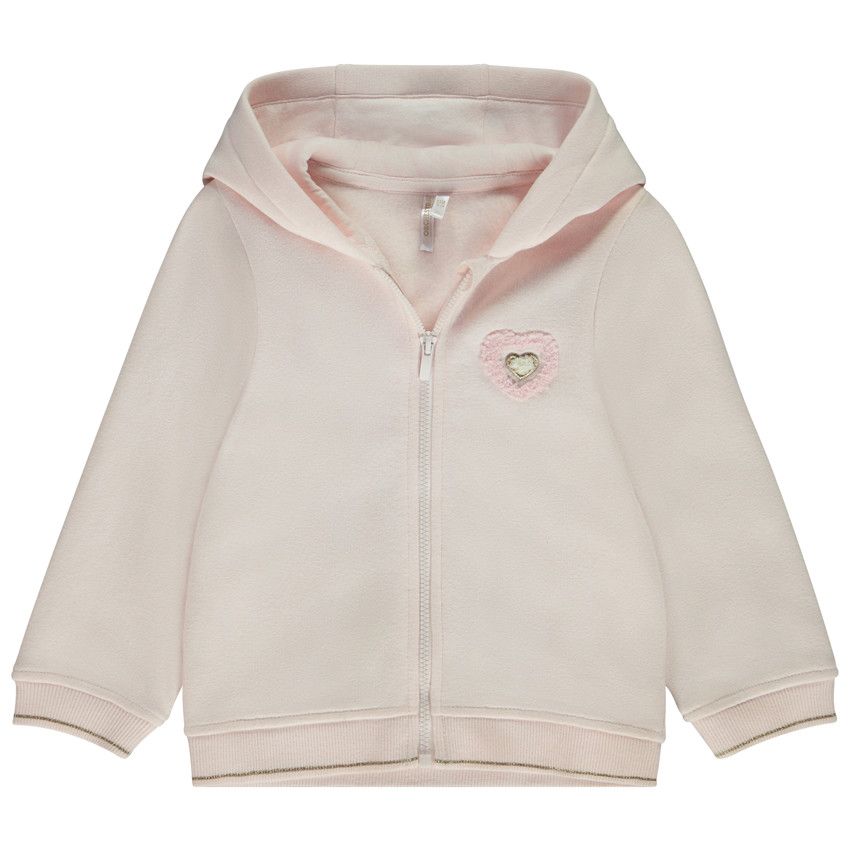 Gilet molleton avec patch bouclettes pour bébé fille - Rose