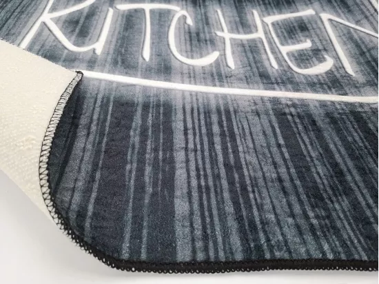 Tapis de cuisine 90x130 cm Polyester Kitchen Noir