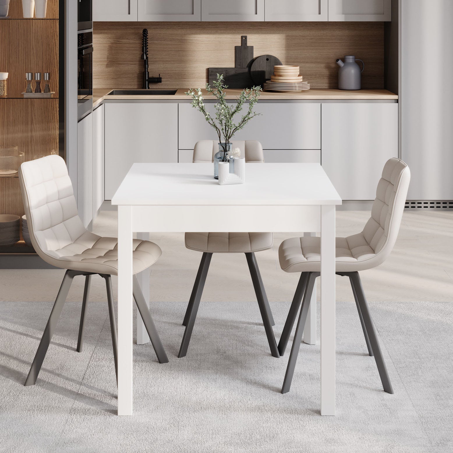 Steve - Eetkamertafel - Wit - 80x80x77 cm