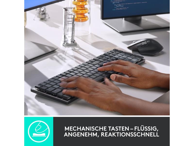 Logitech Tastatur MX Mechanical Kompakte, kabellose Business-Tastatur mit mechanischen Tasten