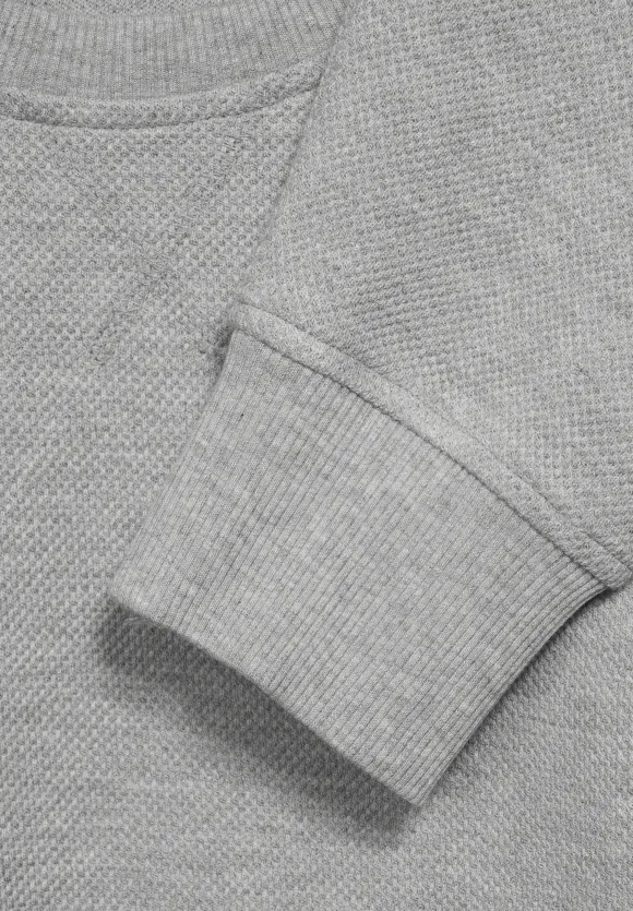 Sweatshirt in Piqué - silver grey melange