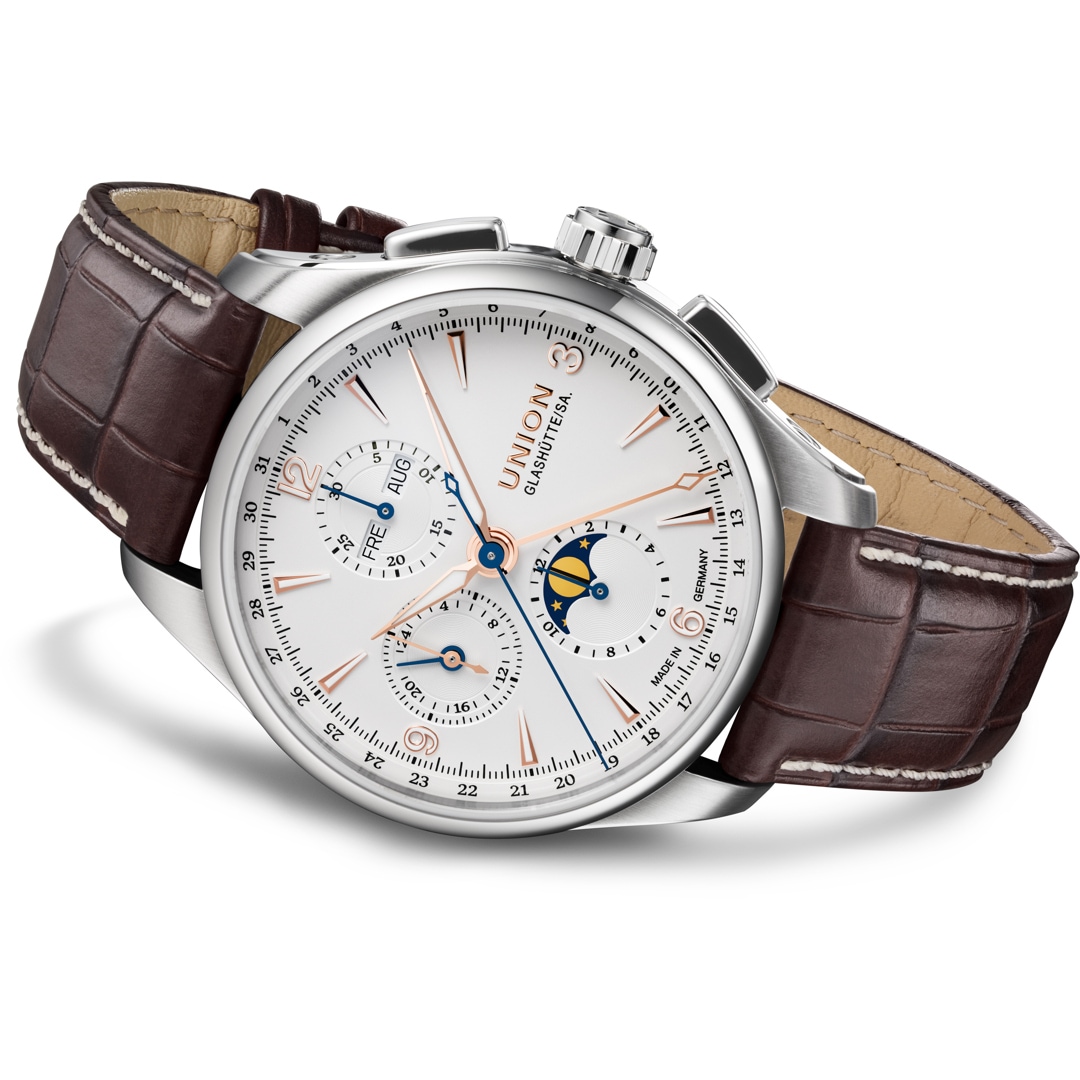 Union Glashütte Belisar Chronograph Mondphase Weiss 42mm