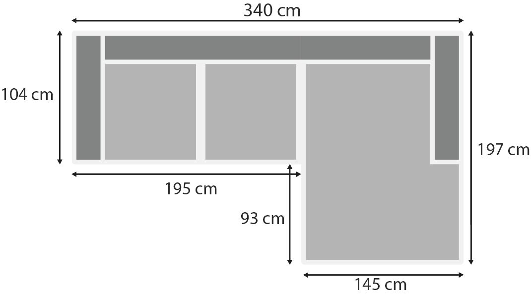 Loungebank stof Tokio 710 Amarillo B340 x D197 x H86 cm