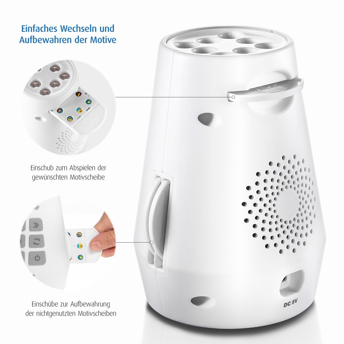 DreamBeam Motivprojektor mit Einschlafliedern und Naturgeräuschen