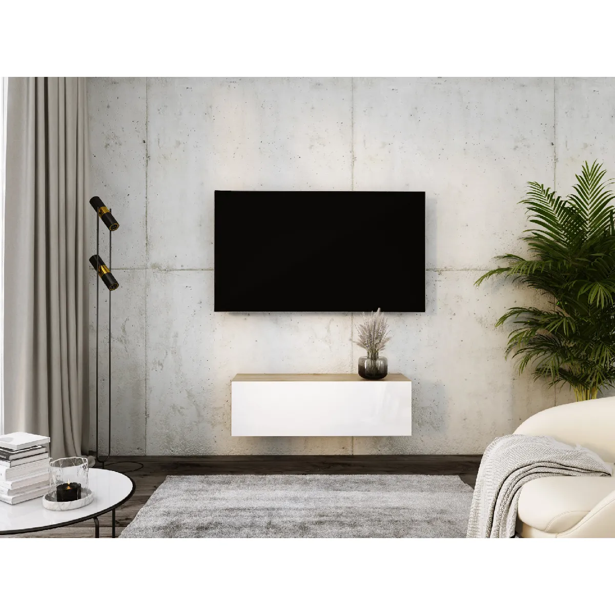 3xeliving Meuble TV suspendu