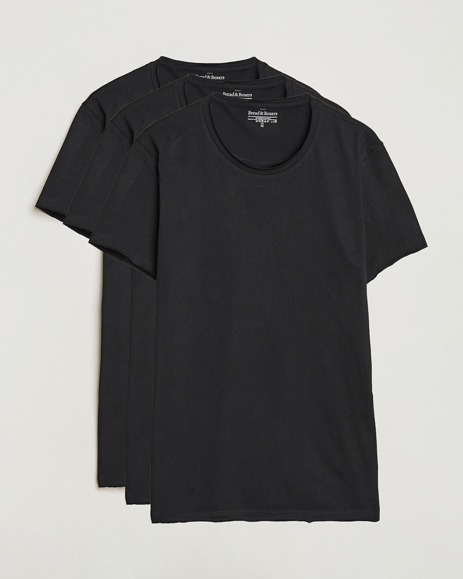 Bread & Boxers 3-pack Crew Neck Relaxed Black