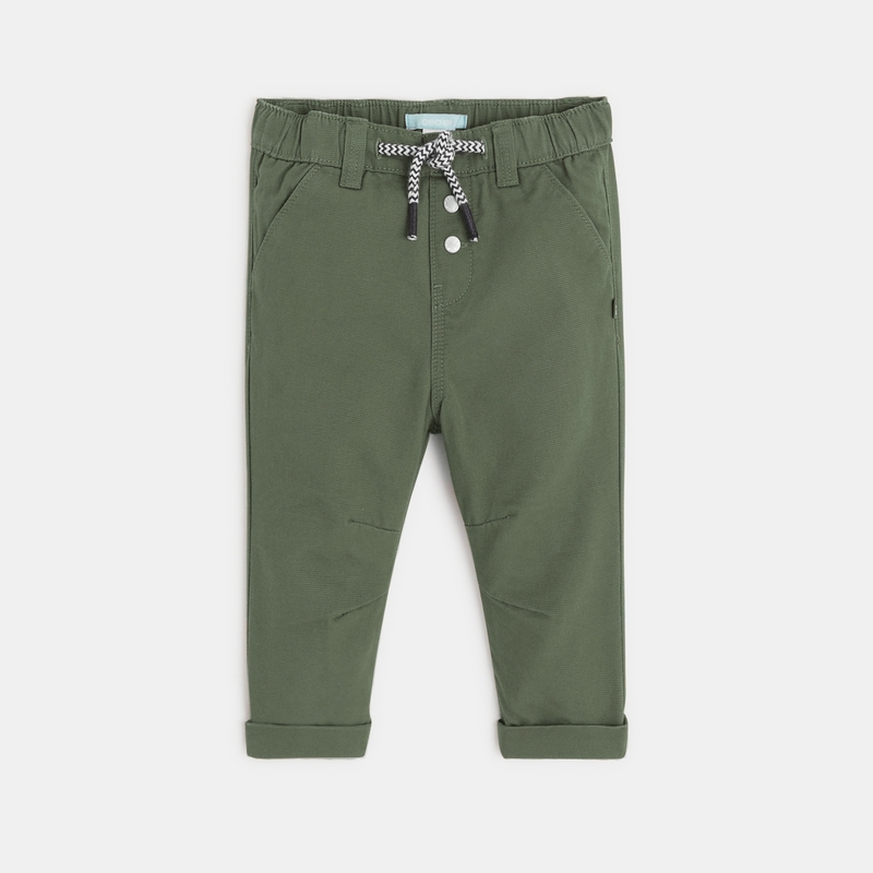 Pantalon regular coton fantaisie vert bébé garçon