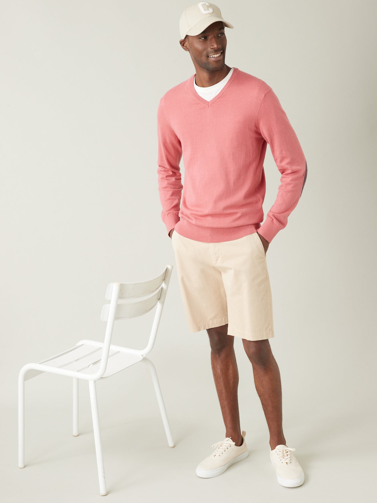 Pull col V homme coton, soie et cachemire