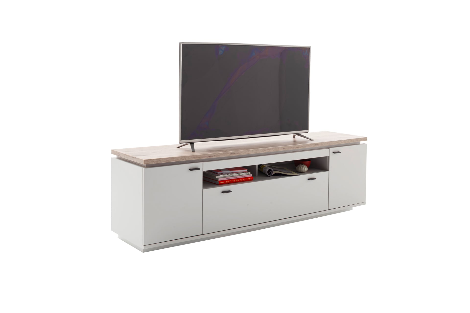 CASAVANTI Lowboard AMANTEA 210x64 cm Weiß / Viking Oak