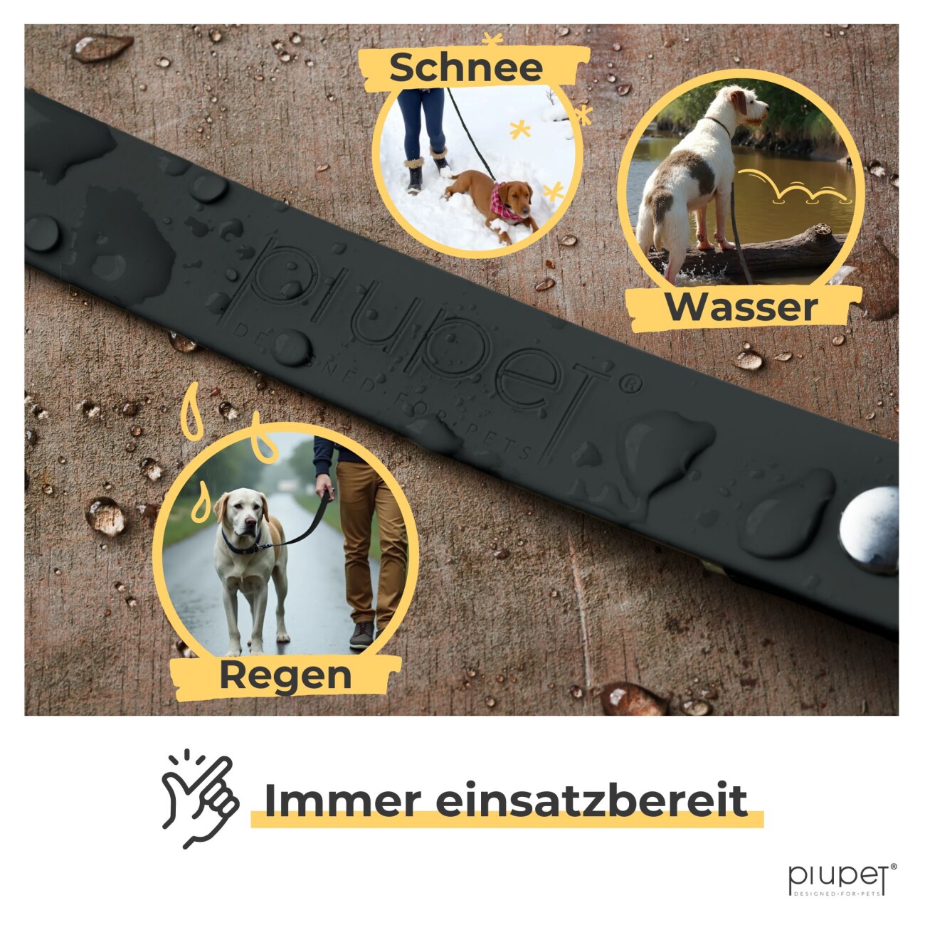 PIUPET Schleppleine schwarz 5 m