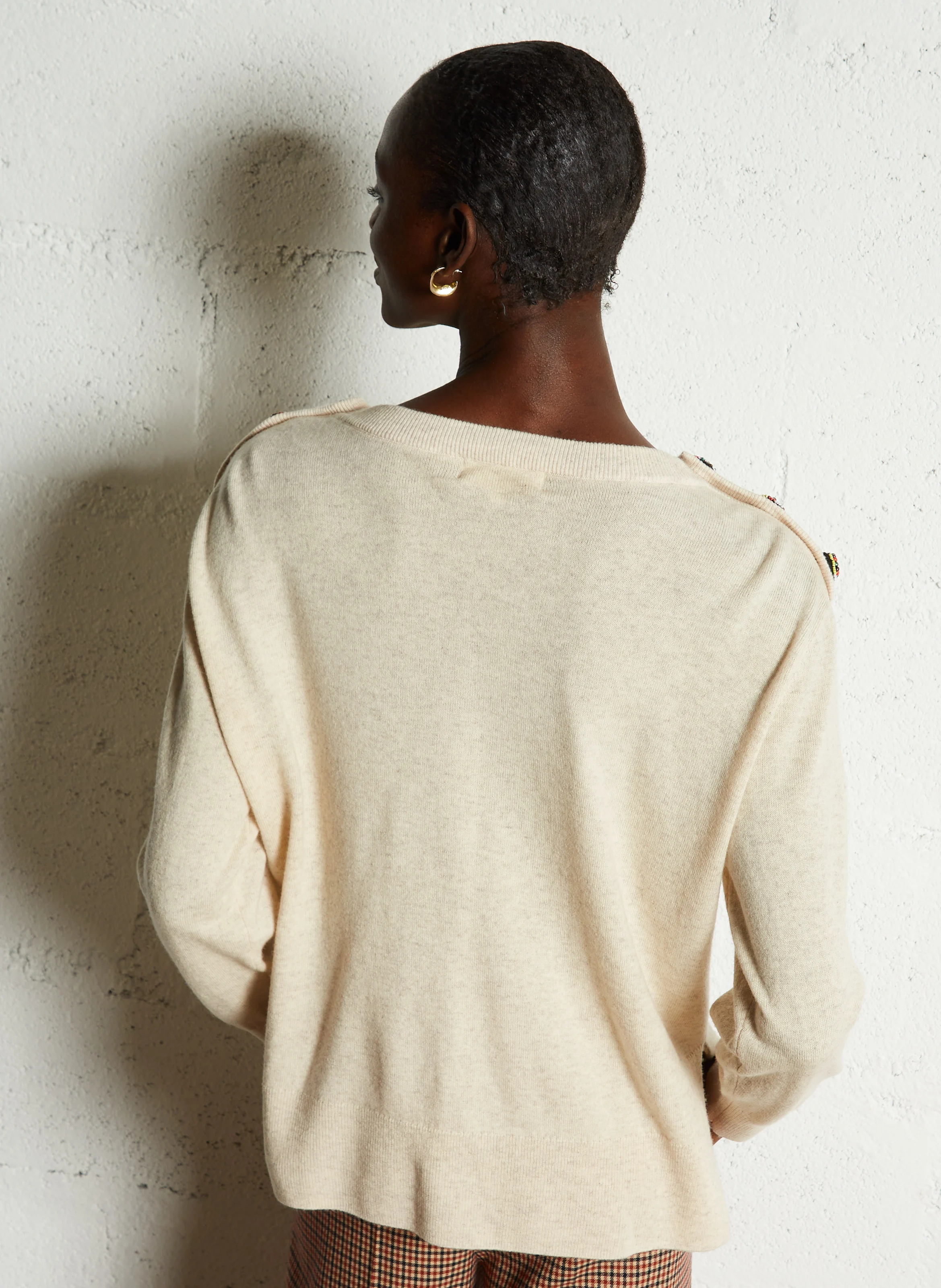 KATIE - Pull oversize col rond en laine | Marron