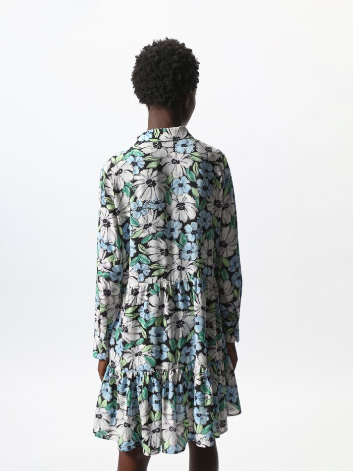 Vestido camisa de manga comprida - Azul