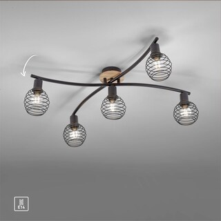 Deckenleuchte Eugen 5x60W schwarz/braun