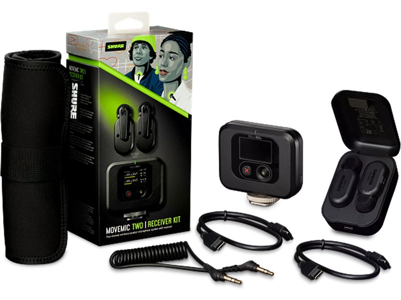 Shure MoveMic Two Receiver Kit Set mit zwei Funk-Ansteckmikrofonen und Empfänge