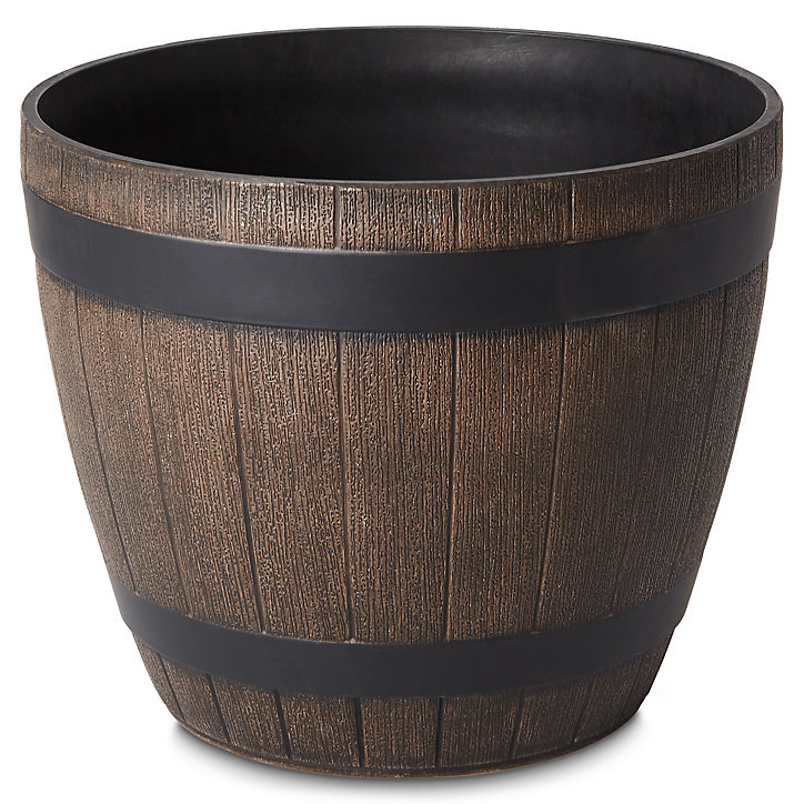 Pot rond plastique Blooma Lule effet tonneau ø38 x h.27 cm