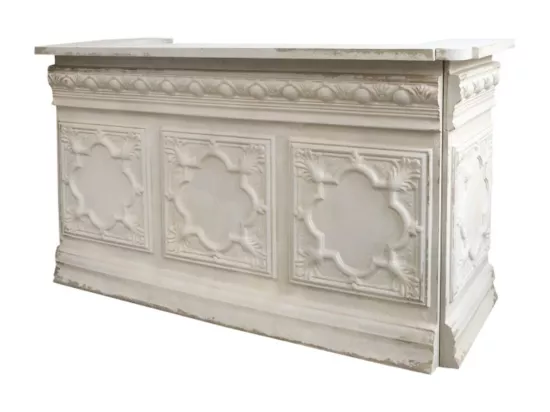 Comptoir vintage avec étagère en fer blanc crème 217 x 76 x 118 cm