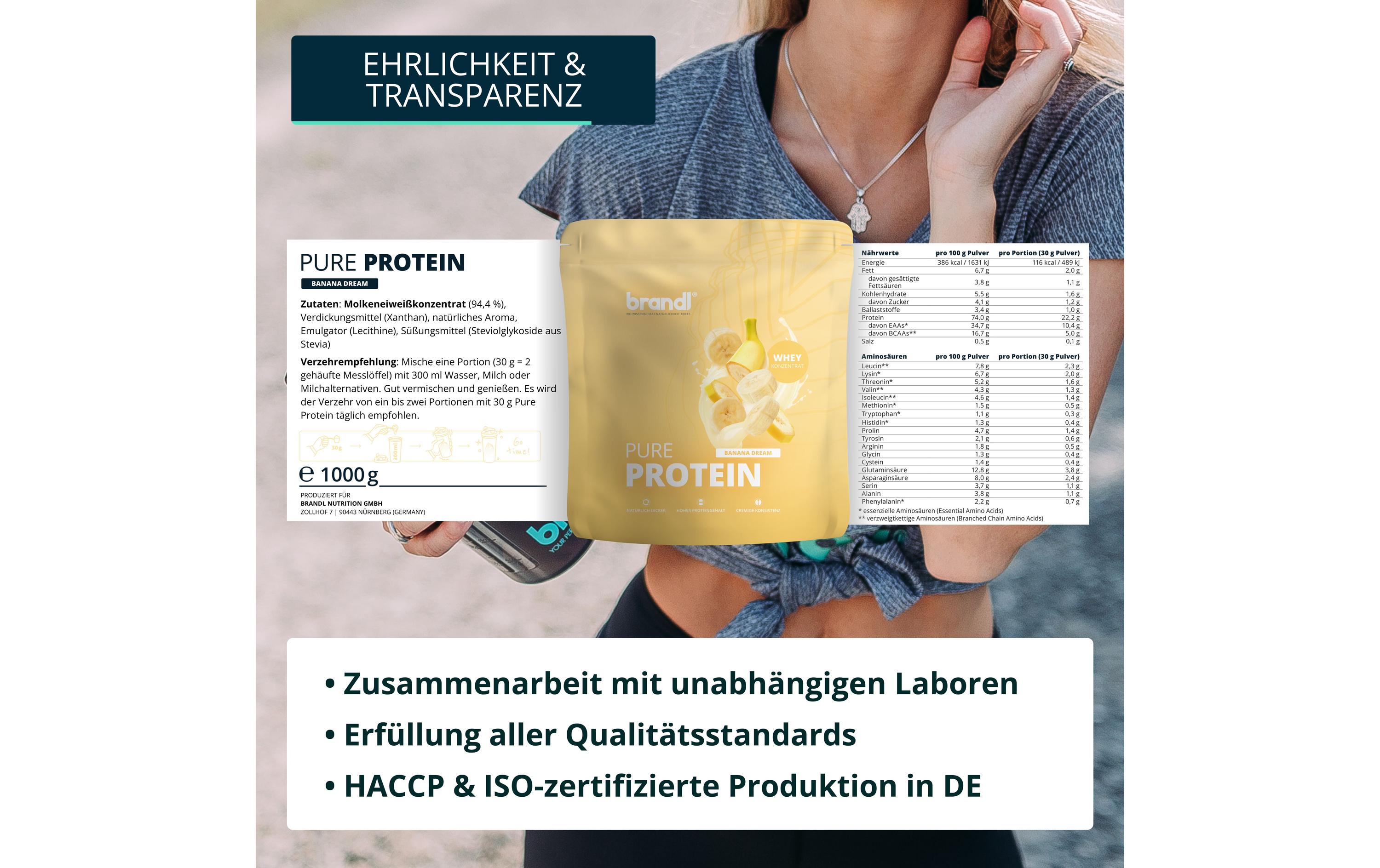 Pulver Pure Protein 2.0 Whey Banane 1000 gProteinpulver