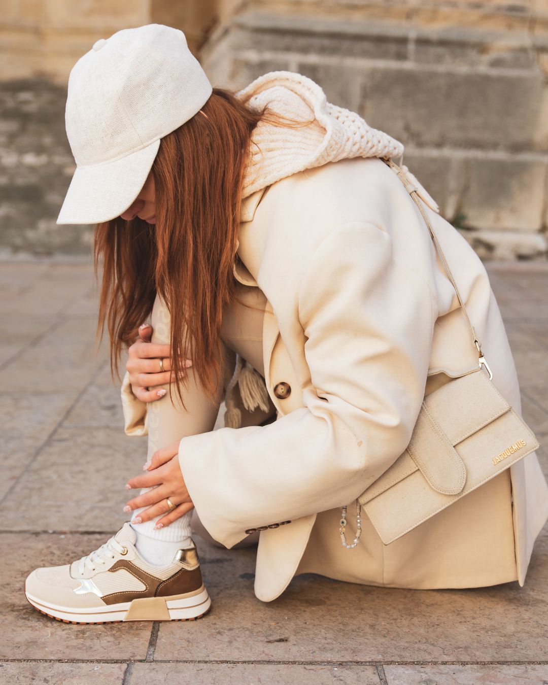 Basket femme beige à lacets - Dulce