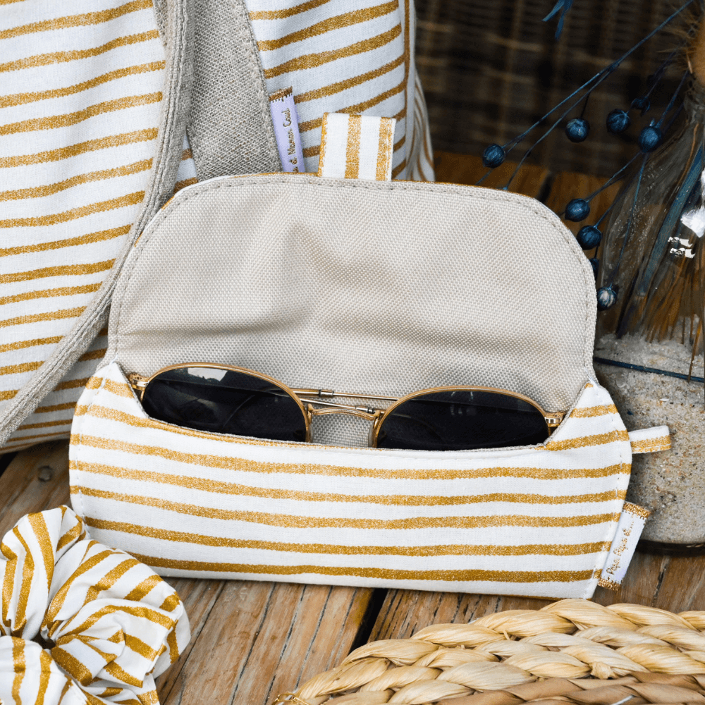Etui À Lunettes Rayé Or Blanc