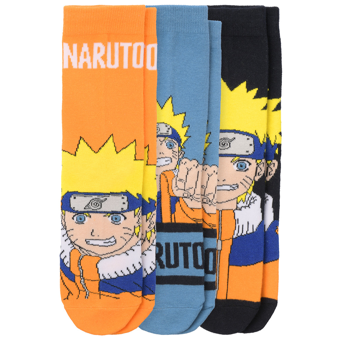 Topolino 3 Paar NARUTO Socken im Set blau / orange / schwarz