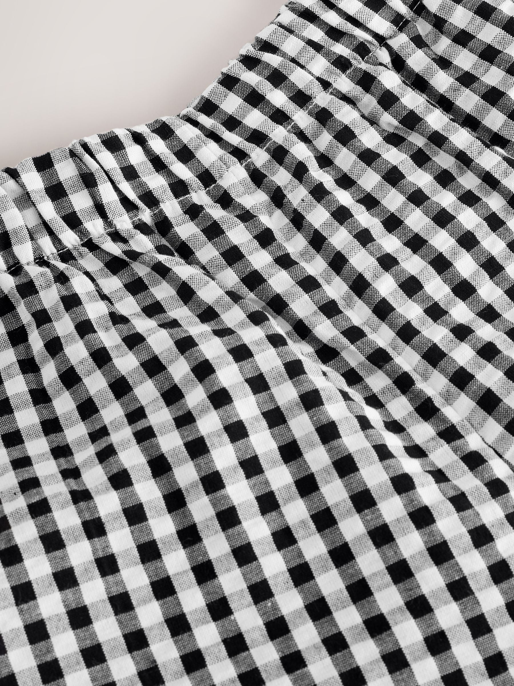Zwarte/witte gingham-ruit - Pull-on barrelbroek (3-16jr)