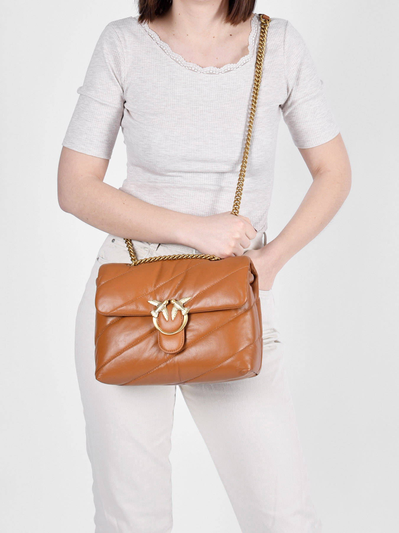 Sac bandoulire Classic Love Bag Puff Maxi Quilt cuir PINKO