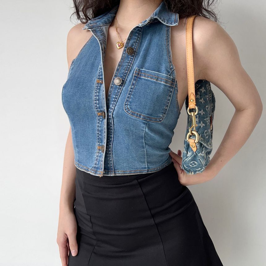 Sinora - Denim vest met knoopjes