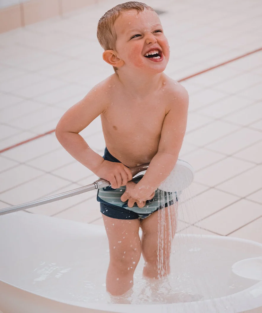 Watery blebadebukser til børn - Neoprene Swim Nappy - Nordic Green Stripes