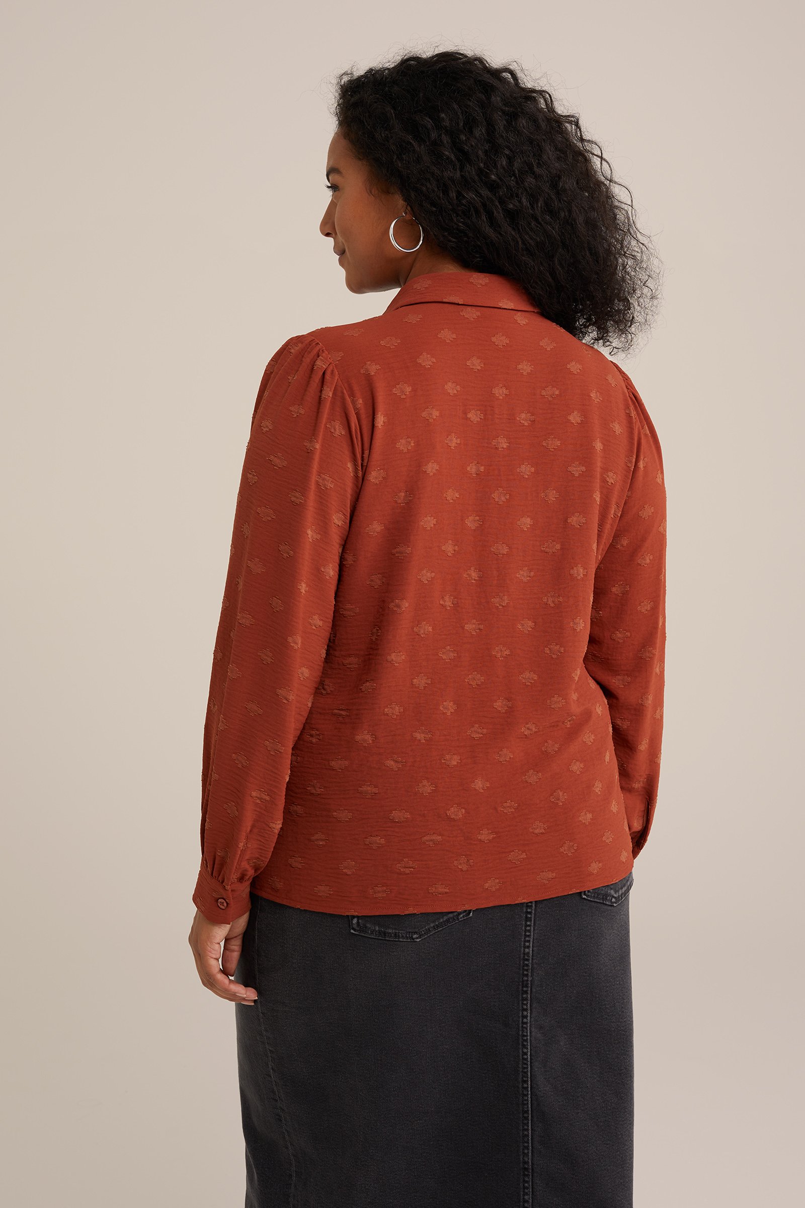 blouse met structuur - Curve WE Fashion Roestbruin