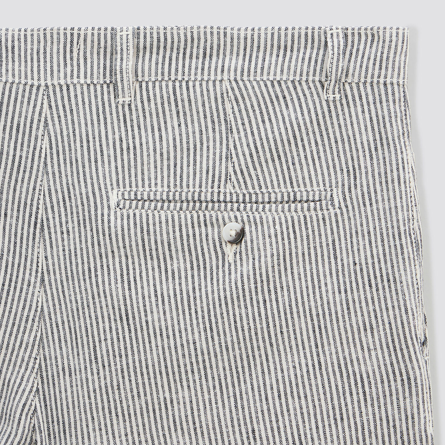 Bermuda en lin et coton rayé Bleu moyen