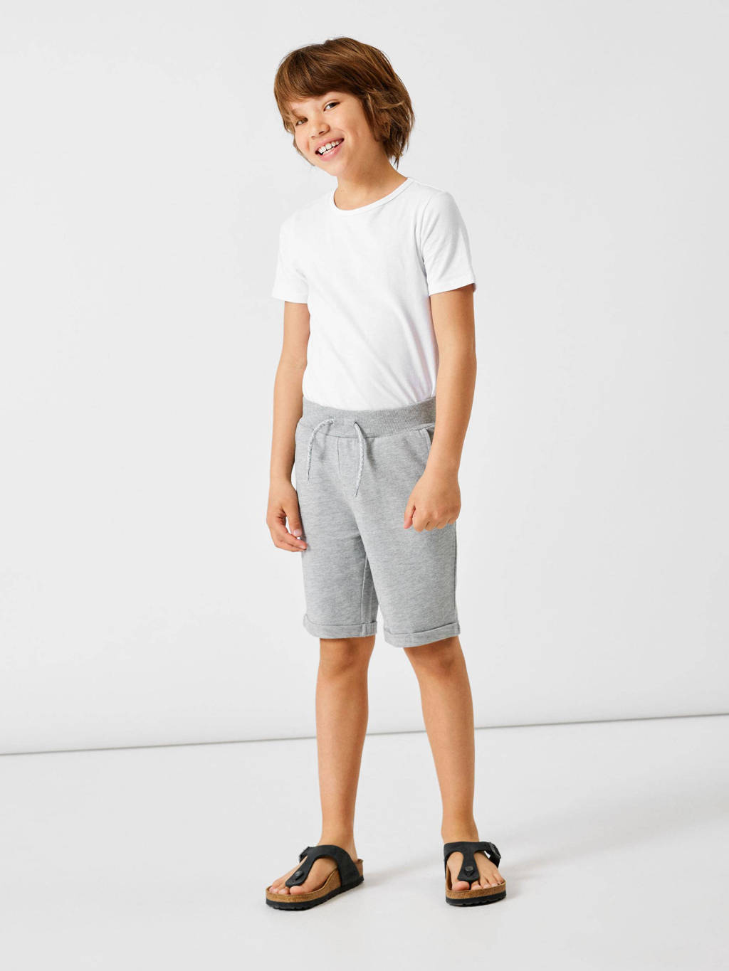 NAME IT regular fit sweatshort NKMVERMO grijs melange