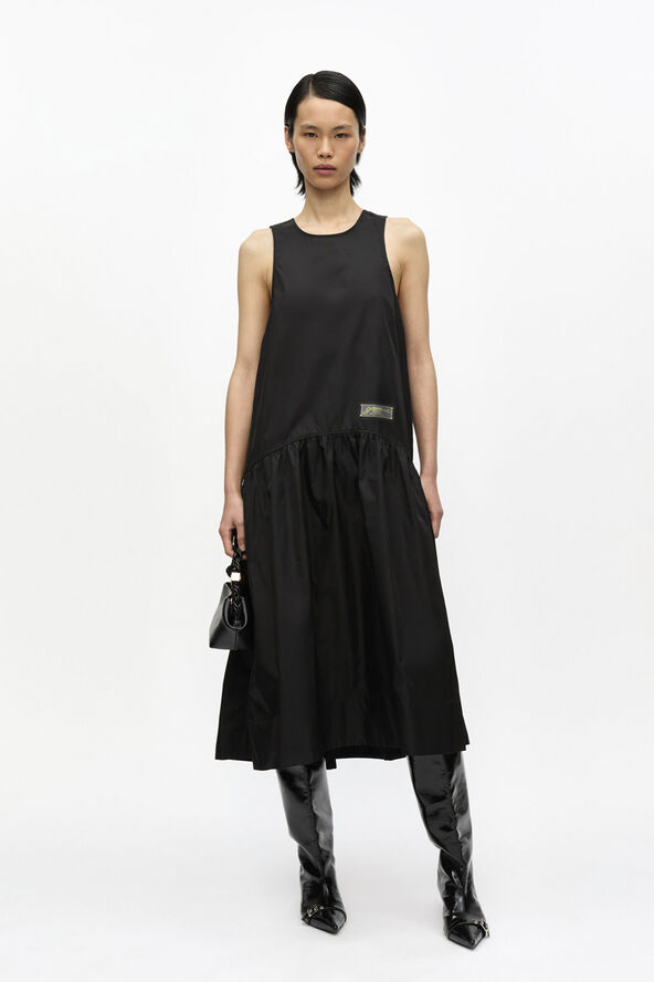 Ganni Duchesse Nylon Midi Dress Black