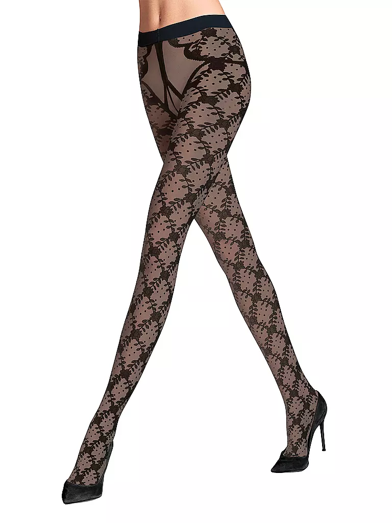 FALKE Damen Feinstrumpfhose FLORAL SHOWER schwarz