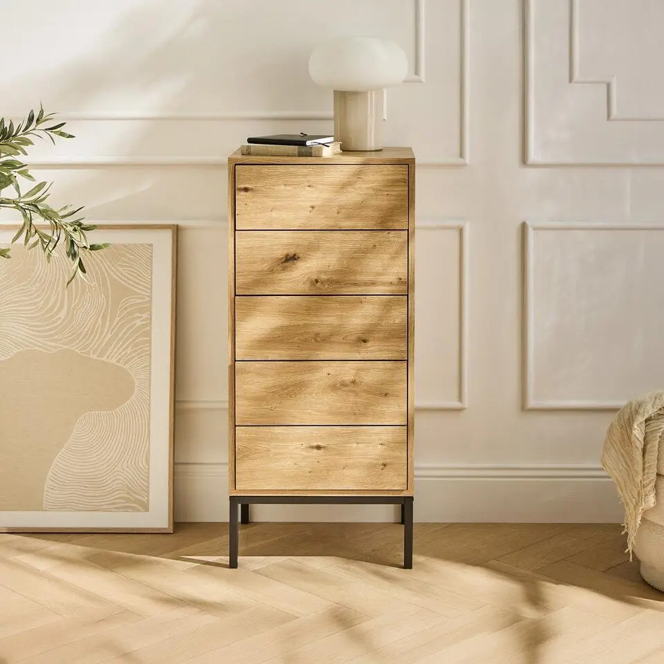 CALICOSY - Ladekast LENNY - Licht hout - 100x45x38 cm