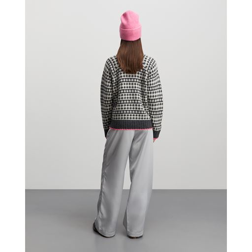 Mads Nørgaard Reycled Iceland Kilian Sweater, Dark Grey Melange/Winter White, XS