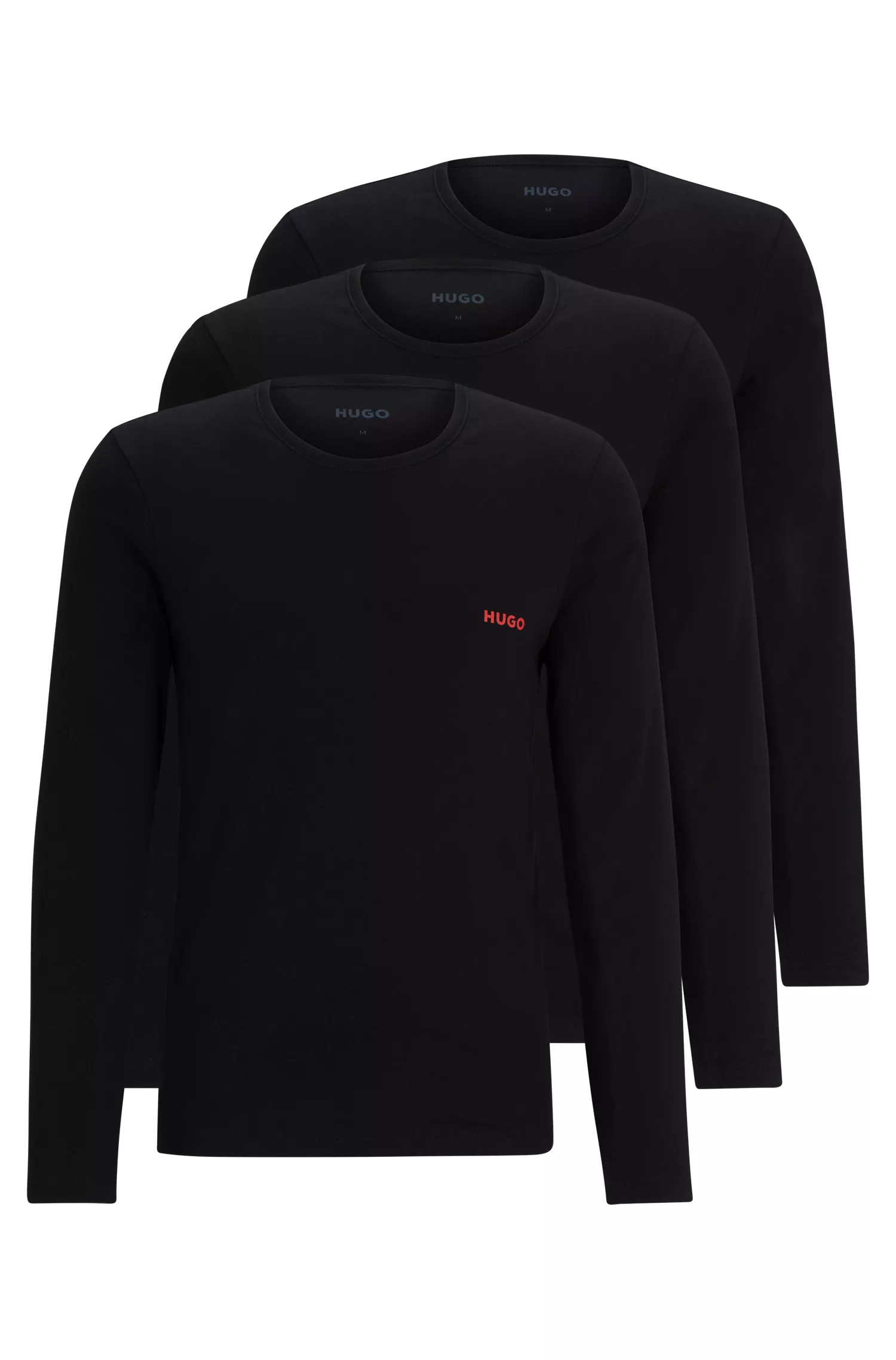 HUGO Vermelho - Pacote com três tops de algodão com logotipos.