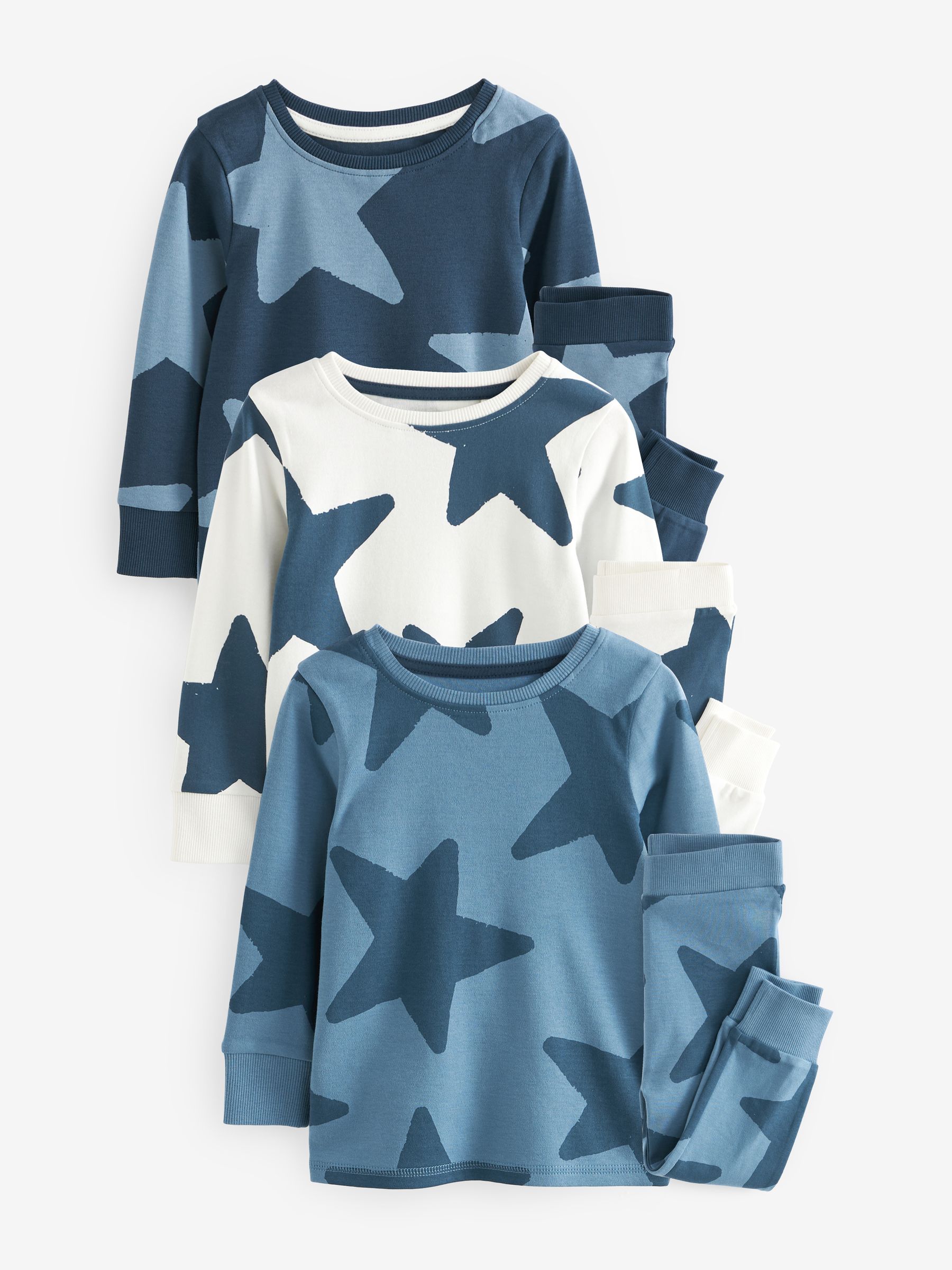 Blauw/marine - Verpakking van 3 knusse pyjama's (9 mnd-10 jr)