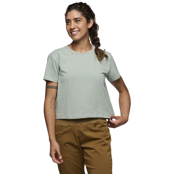 T-shirt escalade BLACK DIAMOND W BD STRIPE CROP TEE FOAM GREEN/LAUREL GREEN