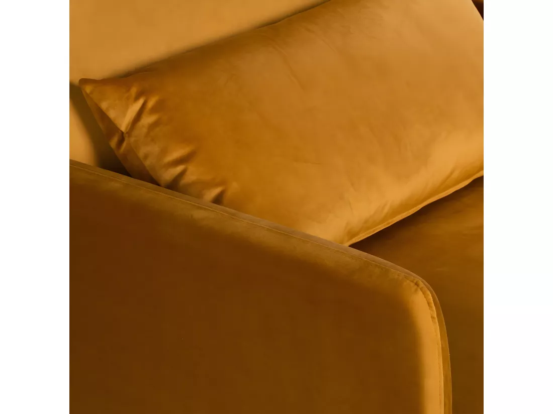Belushi - Fauteuil convertible en velours - Jaune moutarde