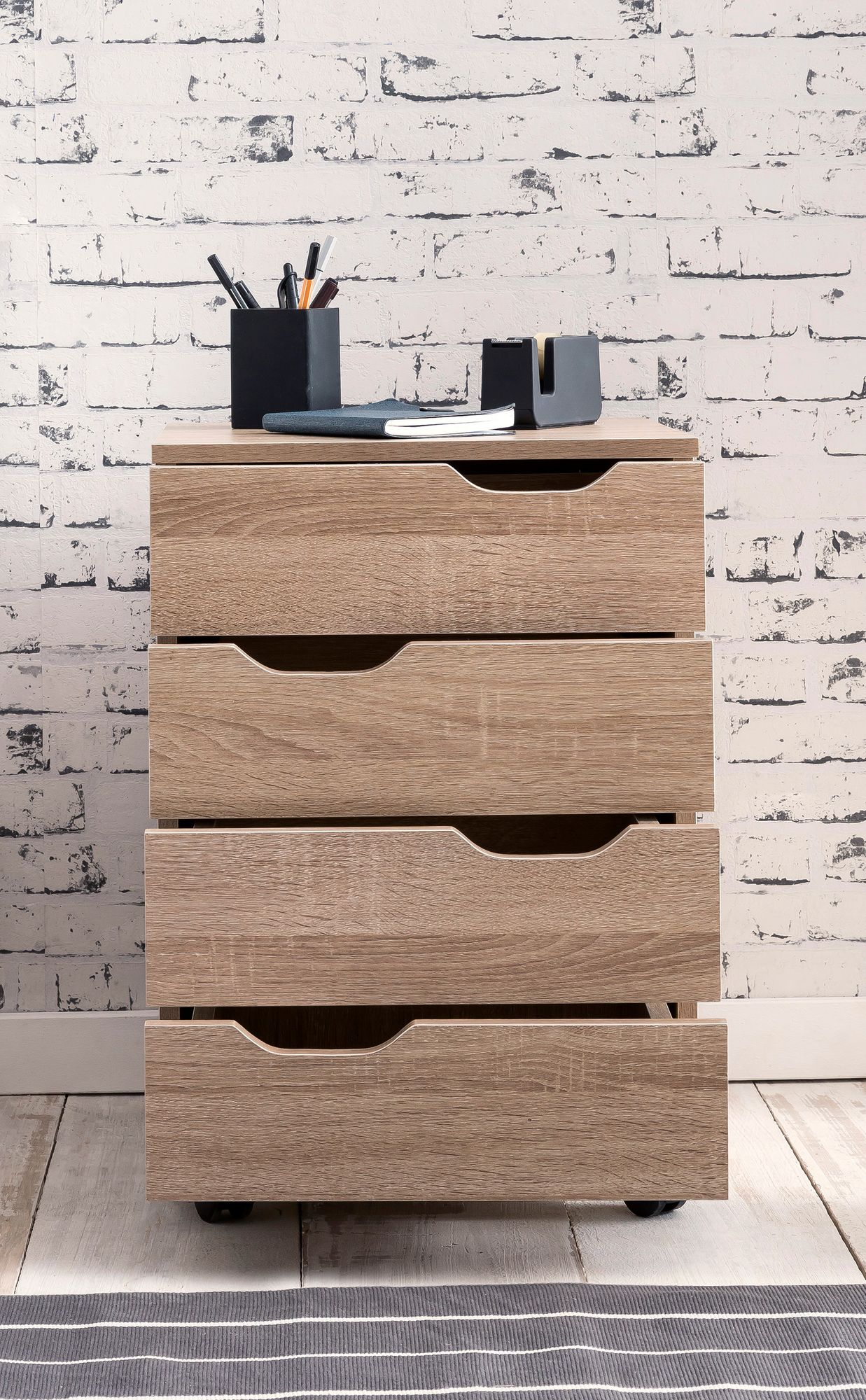 KADIMA DESIGN Stylischer Rollcontainer mit 4 Schubladen und Rollen, Modernes Design für Büroambiente