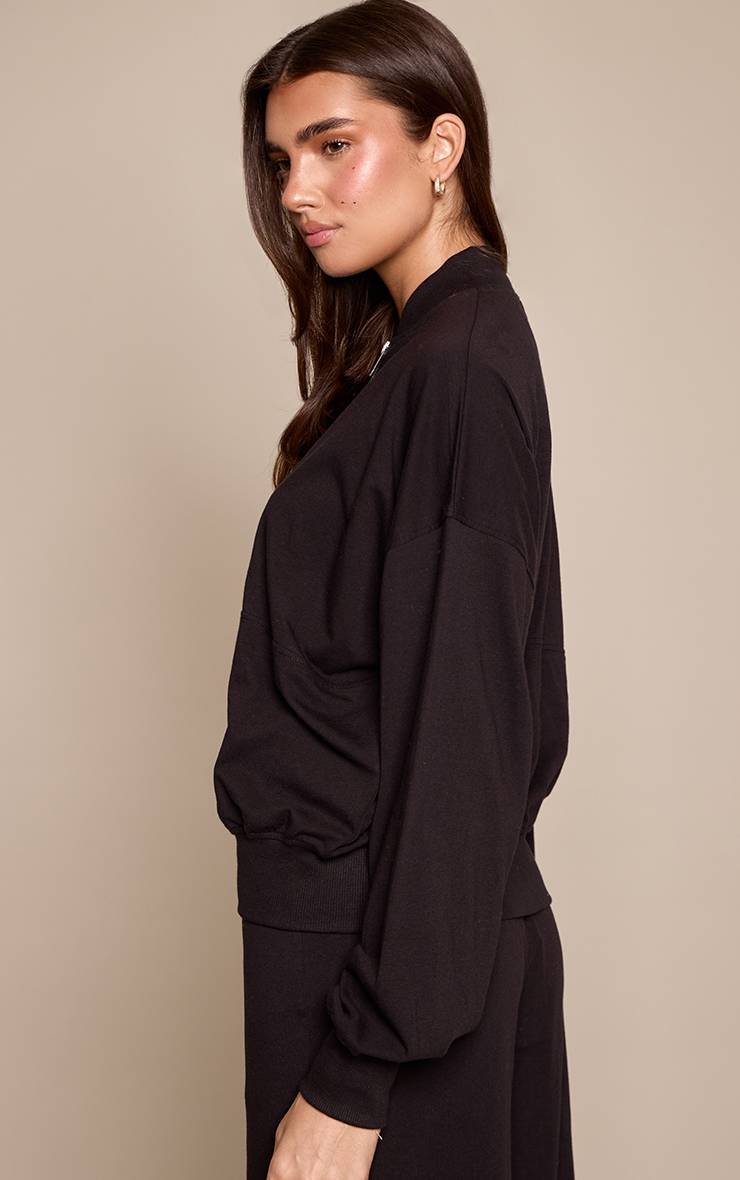 Noir Ensemble Coordonné Bomber Décontracté Zippé