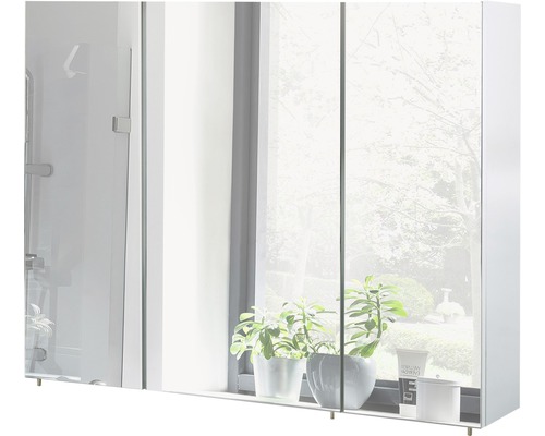 Spiegelkast Möbelpartner Basic 100 x 16 x 70 cm wit hoogglans 3-deurs