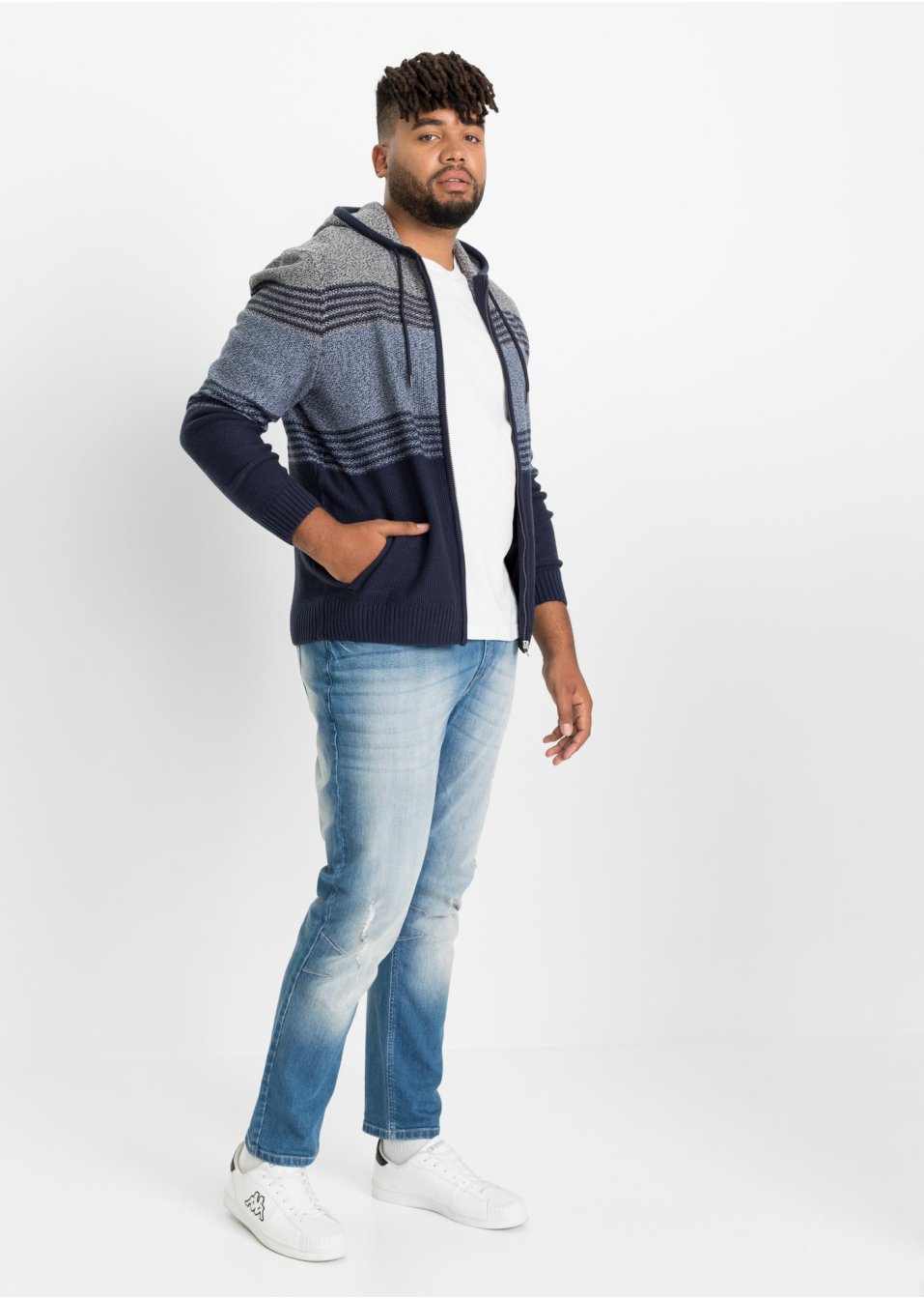 Gilet en maille à capuche