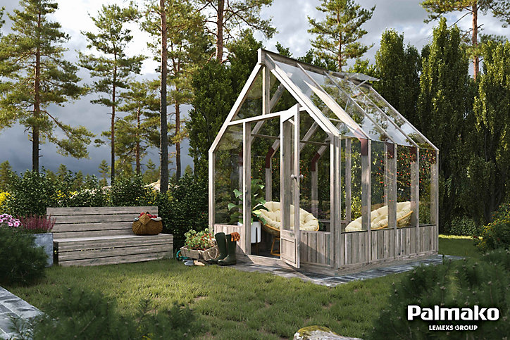 Serre Emilia 5.8 m² en bois autoclave et verre trempé 4 mm Palmako