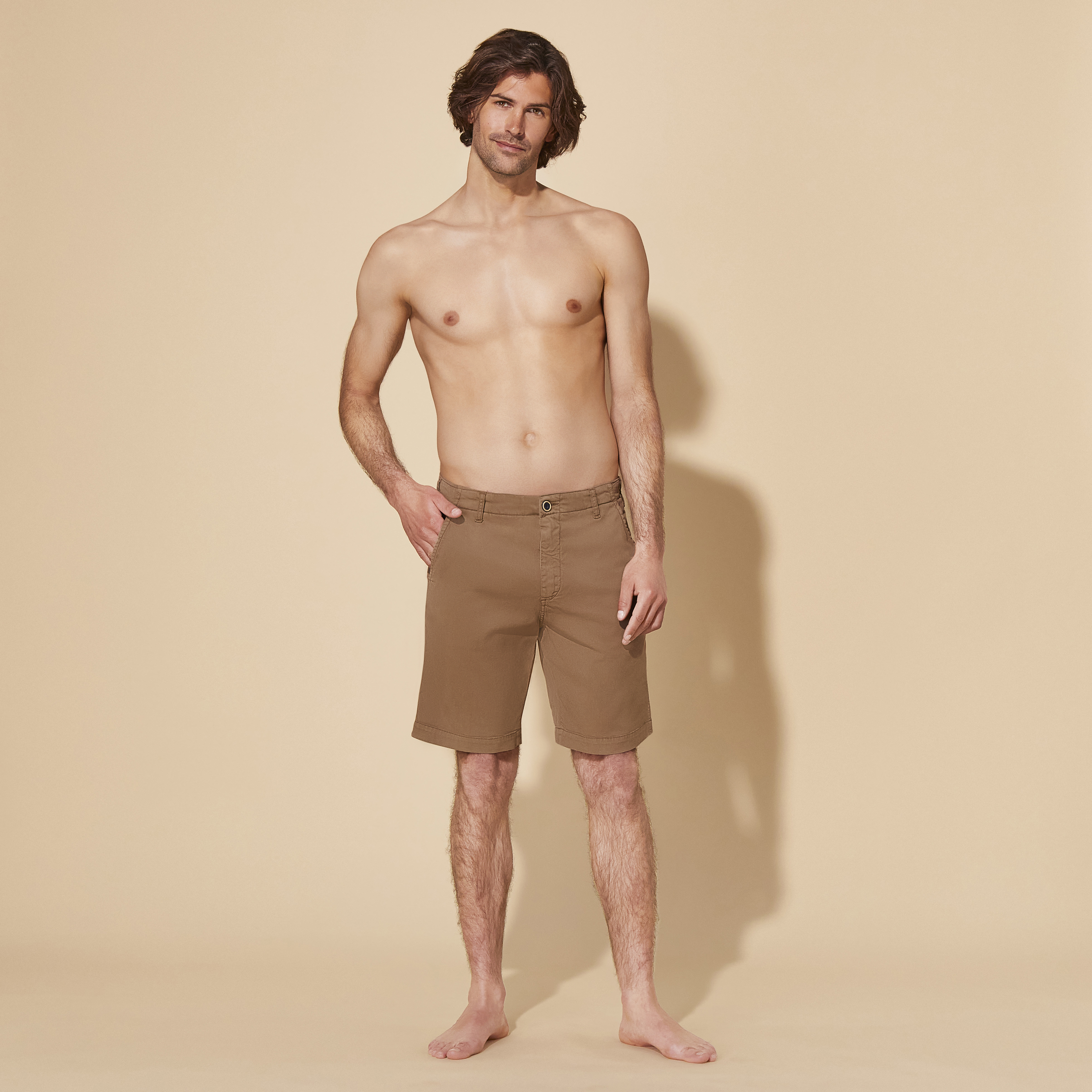 Bermuda en coton et tencel homme uni